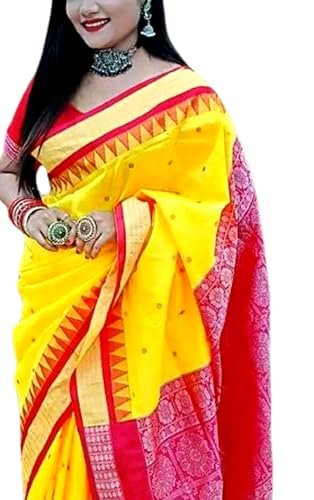 Generic yellow sambalpuri silk saree – image 4