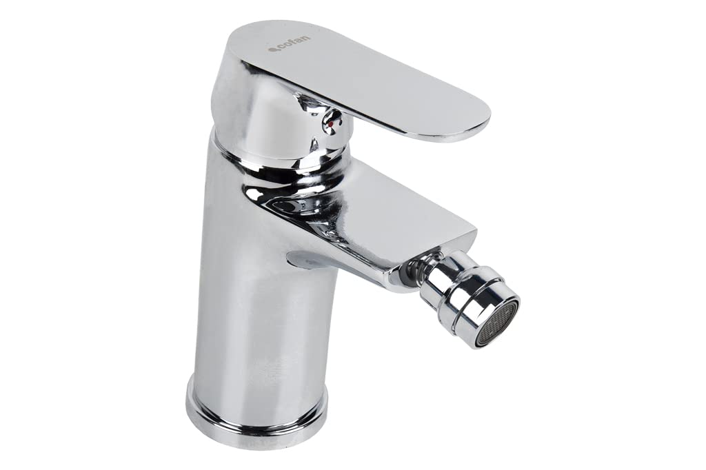 Cofan Bateria bidetowa | Pojedynczy | Pomiar 40 mm | Model Rift | Wykonany z mosiądzu z chromowanym wykończeniem i sterowaniem ze stopu cynku