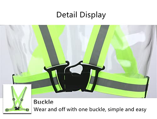 Comidox Reflective Vest With Hi Vis Bands, Fully Adjustable & Multi-Purpose: Running, Cycling, Motorcycle Safety, Dog Walking - High Visibility Neon Green 1Pcs #TOP6