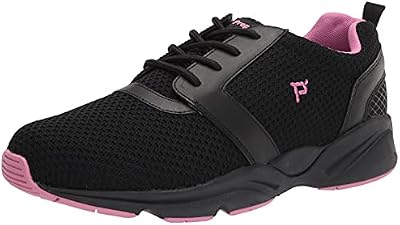 Propét Women's Stability X Shoe, Black/Berry, 9 Narrow US