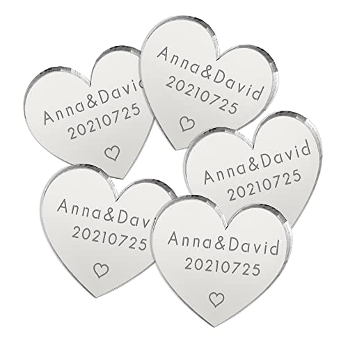 Personalized Wedding Favours Wedding Favours for Guests Party Wedding Decorations Mr & Mrs Any Text Wedding Heart Favours Love Heart Little Mini Gifts Tokens (Silver 100)