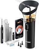 KAUGIC Ear Wax Removal - One-Hand Manual Ear Cleaner with Camera, 7 PCS Ear Spoons, Safe Ear Irrigation Kit for Adults (Black)