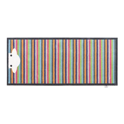 Image of HUG RUG Washable Dirt Trapper Door Mat Kitchen Hallway Doorway, Made in the UK, Peep Stripe Herdy Runner 65X150