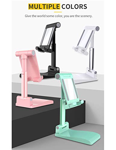 Cell Phone Stand, Foldable Phone Holder,Cradle,Dock,Tablet Stand For Desk, Angle Height Adjustable Desktop Stand With Make-Up Mirror, Compatible With All Mobile Phone/Ipad/Kindle/Tablet (Green) #TOP5