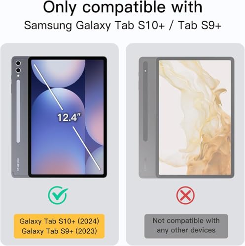 Image of MOCA Case for Samsung Galaxy Tab S10 Plus / S9 Plus 12.4-Inch, Translucent Back Tri-Fold Stand Cover, Supports S Pen Charging, Auto Wake /Sleep, Protective PU + PC Tablet Case (Black)