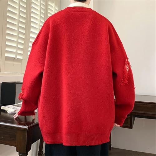 Mens Winter Round Neck Long-Sleeved Knitted Pullover Sweaters Casual Loose Sweater4