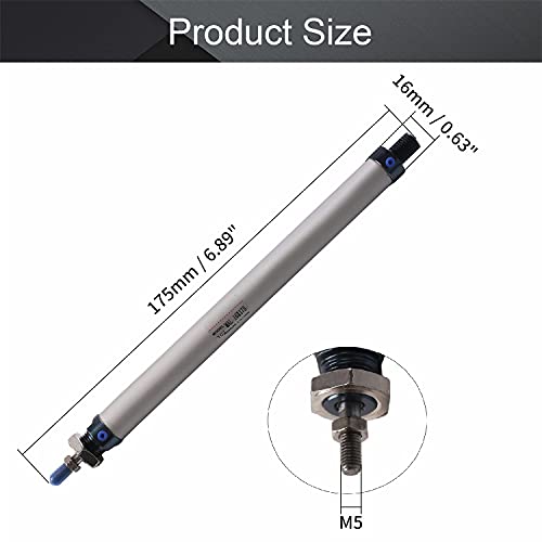 Othmro Air Cylinder 0.63In Bore 6.9In Stroke Double Action Air Cylinder M5 Single Rod Double Acting Aluminium Alloy Penumatic Quick Fitting Mini Air Cylinder For Pneumatic And Hydraulic Systems #TOP1