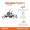 Amazon Basics Batteria da cucina, 15 unità con rivestimento antiaderente, Nero