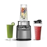 Ninja Blender with Auto-iQ, Blend in Cup, One Touch Controls, Make Smoothies, Milkshakes & Frozen Treats, Dishwasher Safe Parts, Stainless Steel Blades, 1000W, 1 x 700ml Cup, Grey/Silver, BN500UK