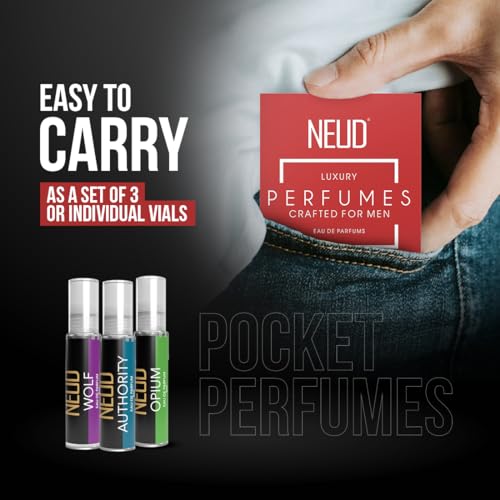 Image of NEUD Luxury Perfume Gift Set for Men - Long Lasting Eau de Parfum, Citrus, Lavender, Cedarwood Fragrance - 1 Pack (3 x 10ml Vials)