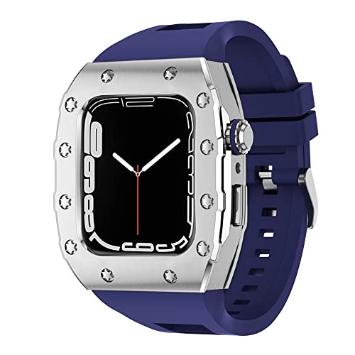 Bracelet silicone Apple Watch 44 mm anti-usure avec coque métal protectrice