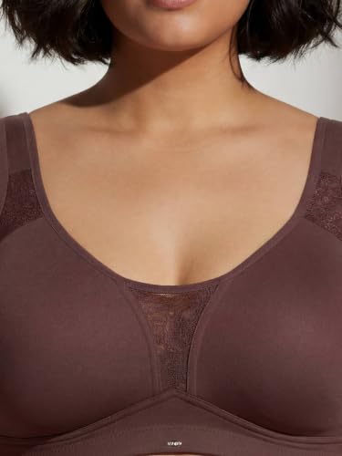 Image of SOIE Women's Full Coverage Minimizer Bra|Non Wired, Non Padded, Triple Layered Cups|Breathable Stretch Cotton with Lace & U-Back Support