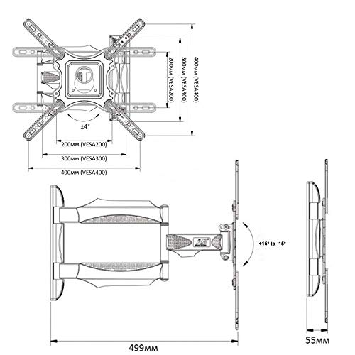 Image of 24x7 eMall Heavy Duty Full Motion Cantilever Tilt Swivel Wall Mount Bracket for 32 inch inch to 55 inch LED, LCD and Plasma TV for VESA Sizes 100 x 100 Upto 400 x 400 mm (Wall Swivel 32''- 55'')