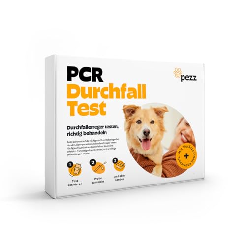 PEZZ Durchfall Test PCR für Hunde | Zuhause auf die häufigsten 6 Durchfallerreger testen | Nur eine Probe erforderlich | inkl. Giardien, Salmonellen, Campylobacter | gratis Labor-Versand