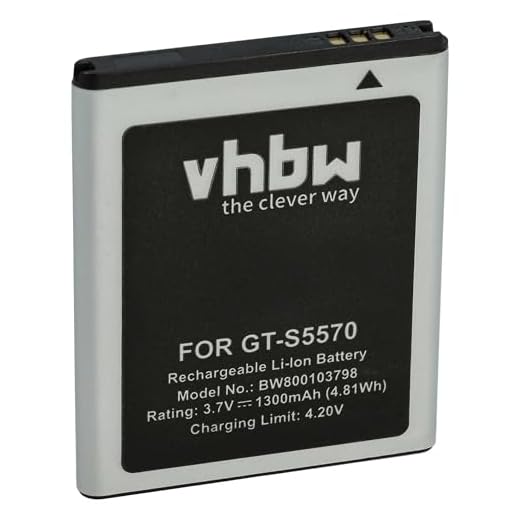 vhbw Akku kompatibel mit Samsung Galaxy Mini GT-S5570 Handy Smartphone Telefon (1300 mAh, 3,7 V, Li-Ion)