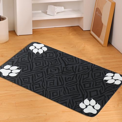 MLAZOGYPA Washable Dog Mat for Food and Water - Waterproof No-Spill Non-Slip Feeding Mat for Dogs and Cats, Durable Floor Placemats (Dark Grey, 16