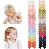 CÉLLOT 40 Pieces 2inch Girls Hair Bows Linen Fabric Bows Alligator Clips Hair Accessories for Baby Toddlers and Infants（20 Pairs Mini Bow）