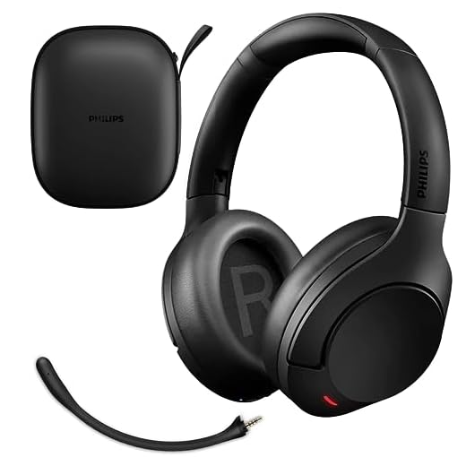 PHILIPS Wireless Headphones Noise Cancelling, Stereo Over Ear Wireless Headphones with Removable Mic, Bluetooth Headset with Microphone, Lightweight and Touch Control, 55 Hours Playtime