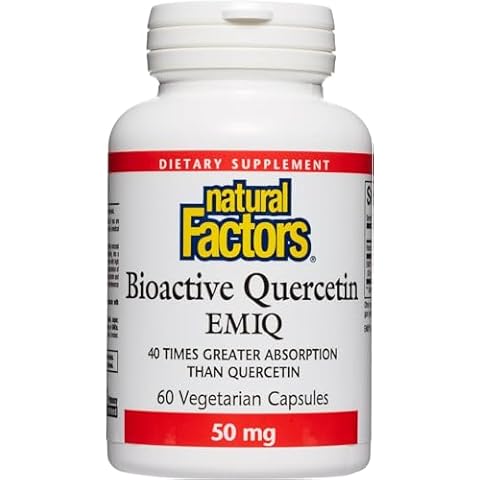 Natural Factors Bioactive Quercetin EMIQ 50 mg with Vitamin C, Supports Sinus, Heart and Immune Health, 60 Capsules Cover