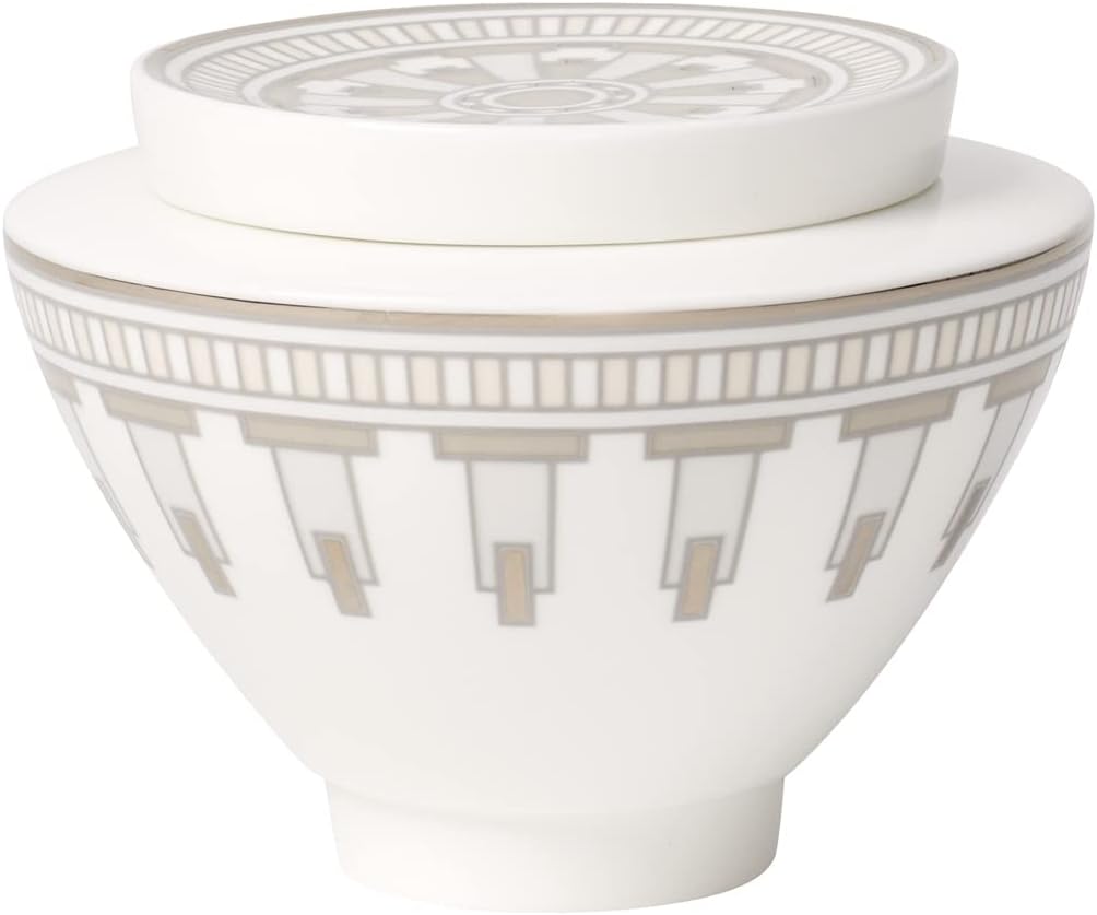 Villeroy & Boch Extra-Large Premium Bone Porcelain La Classica Contura Sugar/Jampot for 6 Persons, White