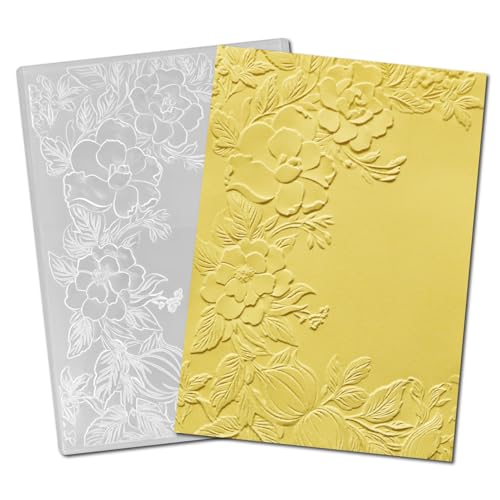 DIYology 3D Plastic Embossing Folder (Flowers Pattern) Paper Crafts Plastic Spring Flowers Textured Impressions for Card Making Scrapbooking 4.5"x6.4"