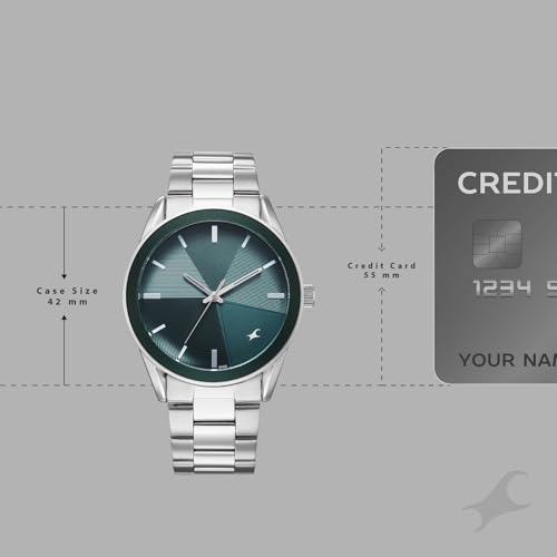 Image of Fastrack Stunners XI with Quartz Analog Teal Dial Silver Stainless Steel Strap Watch for Men - 38215KM01