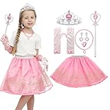 SPUNICOS Girl's Aurora Princess Cosplay Dress Up Accessories Set, Including Tutu, Gloves, Wand,Tiara, Necklace, Earrings and Ring