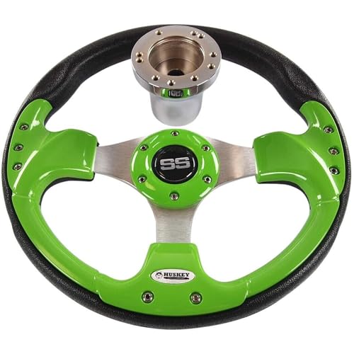 Huskey 12.5 Inch Lime Green Golf Cart Steering Wheel Compatible