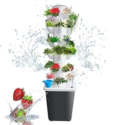Funthy Hydroponics Growing System 30-Plant Vertical Planter Germination Kit Indoor Smart Garden Vegetable Plant Kit with Pump and Movable Water Tank Gift for Gardening Lover (30-plant)