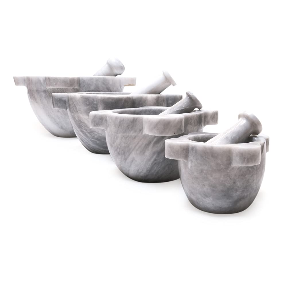 Mortaio da Cucina o Farmacia con Pestello in Marmo Marble Mortar with Pestle Art Decor D.20cm