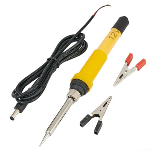 Portable 12V 60W Car Auto Electric Soldering Iron Set With Clip,Power Cable Ceramic Heating Core Fast Heat-Up Insulated Handle For Outdoor Repair