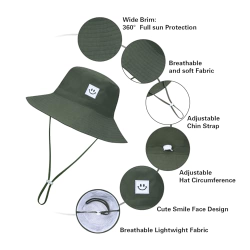 Image of MaxNova Baby Sun Hat Smile Face UPF 50+ Toddler Bucket Hat for Boys Girls 0-7 Years