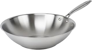 Fackelmann 66273 Poêle Wok 28 cm en Acier Inoxydable 18/10, Structure Triply, Tous Feux Compatible Induction et Four, Cuisson Saine Sans PFAS, Utilisation Intensive, Lave-Vaisselle, Manche Riveté