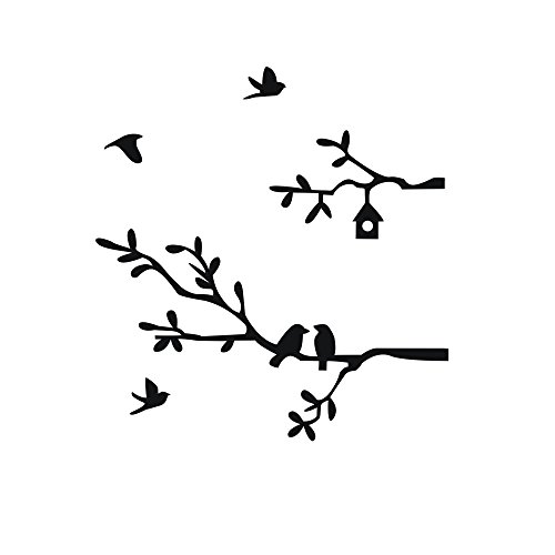 EdC DIY Branch Bird Decorative Wall Stickers, Removable Wallpaper Lovely Wall Decoration Romantic