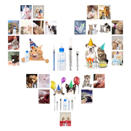 SLWHYZL Kitten Bottle Feeding Kit 1ml 3ml 5ml 10ml 60ml Kitten Milk Replacement Bottles Small Animals Waterer Feeder for Nursing Newborn Kittens Cat Rabbit