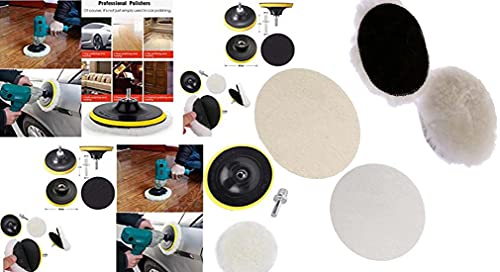 Image of DIY Crafts 1 Kit, 4 Pcs Kit, 3 inch inch Car Cleaning Felt & Wool Pad Foam Polishing Waxing Pad Kits Buffing Polishing Wheel Sponge Wool Buffing Pad(1 Kit, 4 Pcs Kit)