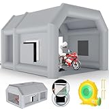 Inflatable Paint Booth 13x12x8FT Spray Paint Booth for Car Parts Motorcycles Parking Tent Workstation, 750W Powerful Blowers Inflatable Spray Booth with Three Layer Filter System