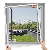 Yotache 2 sets Fliegengitter Fenster mit Rahmen Fliegenschutz 118x118cm Fenster Fliegengitter mit Alurahmen, Schneidbar, Bausatz zur Selbstmontage (Silberner Rahmen)