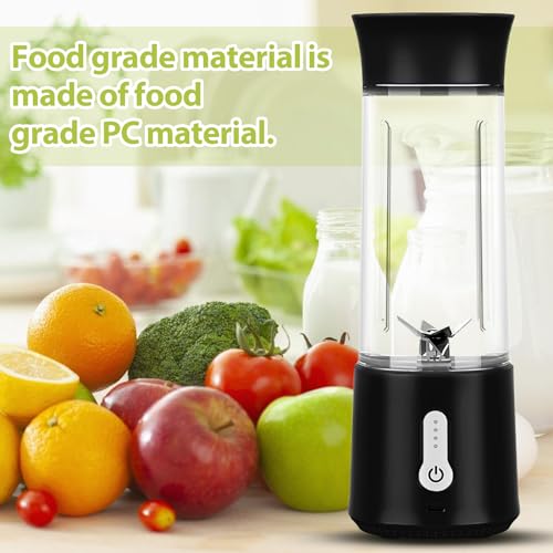 Draagbare mixer, 500 ml, oplaadbare USB-blender, draagbare persoonlijke mixer, mini-mixer, smoothiemaker met 6 messen, persoonlijke mini-blender, draagbare fruitblender voor keuken, sportschool - Afbeelding 4