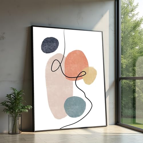 Peinture au design géométrique pour harmoniser une chambre minimaliste
