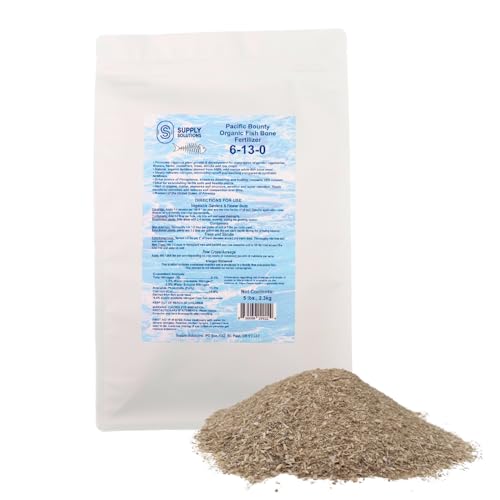Supply Solutions Pacific Bounty - Organic Fish Bone Meal Fertilizer 6-13-0 - Plus 14% Calcium for Plants Root Development- High Phosphorus Plant Food for Tomatoes, Bulbs, Veggies (5lbs)