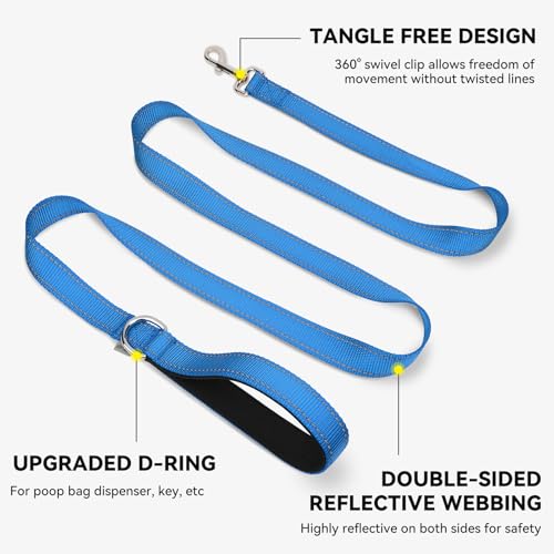 image for Joytale Dog Leash, 6 FT Double-Sided Reflective, Padded Handle Nylon H