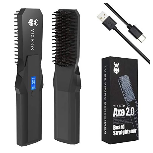 Beard Straightener, Cordless Beard Straightening Comb with Long Battery Life, Anti Scald/Rechargeable/Portable/Durable/LCD Display for Travel Home