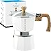 GROSCHE Milano Stovetop Espresso Maker Moka pot 3 espresso Cup - 5 oz, White - Cuban Coffee Maker Stove top coffee maker Moka Italian espresso greca coffee maker brewer percolator