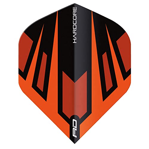 RED DRAGON Hardcore Radical Orange & Black Fan Dart Flights - 4 Sets Per Pack (12 Dart Flights in total), Orange and Black Fan
