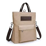 KALIDI Canvas Damen Umhängetasche Rucksack 2 in 1 Groß Crossbody Tasche Handtasche Damen Mehrzweck Schultertasche Hobo Tasche für Arbeit Schule Büro Shopper Reise Outdoor (Khaki)
