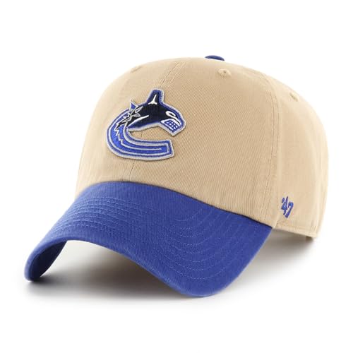 47 Vancouver Canucks NHL Clean Up Two Tone Khaki Blue Adjustable Cap