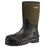 HISEA Men's Mid Rubber Work Boots Insulated Neoprene Rain Boots Muck Mud Riding Boots Outdoor Brown, 7 US