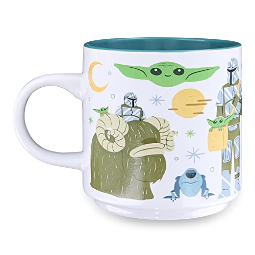 Silver Buffalo Star Wars: The Mandalorian Cartoon Grogu Ceramic Mug | Coffee Cup For Tea | Holds 13 Ounces #TOP2
