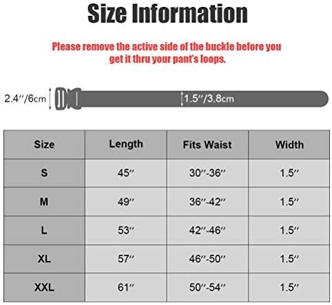 FAIRWIN EDC Tactical Belt - Thick CCW Belt - 1.5 Inch No Metal No Hole Plastic Buckle Nylon Web Belt